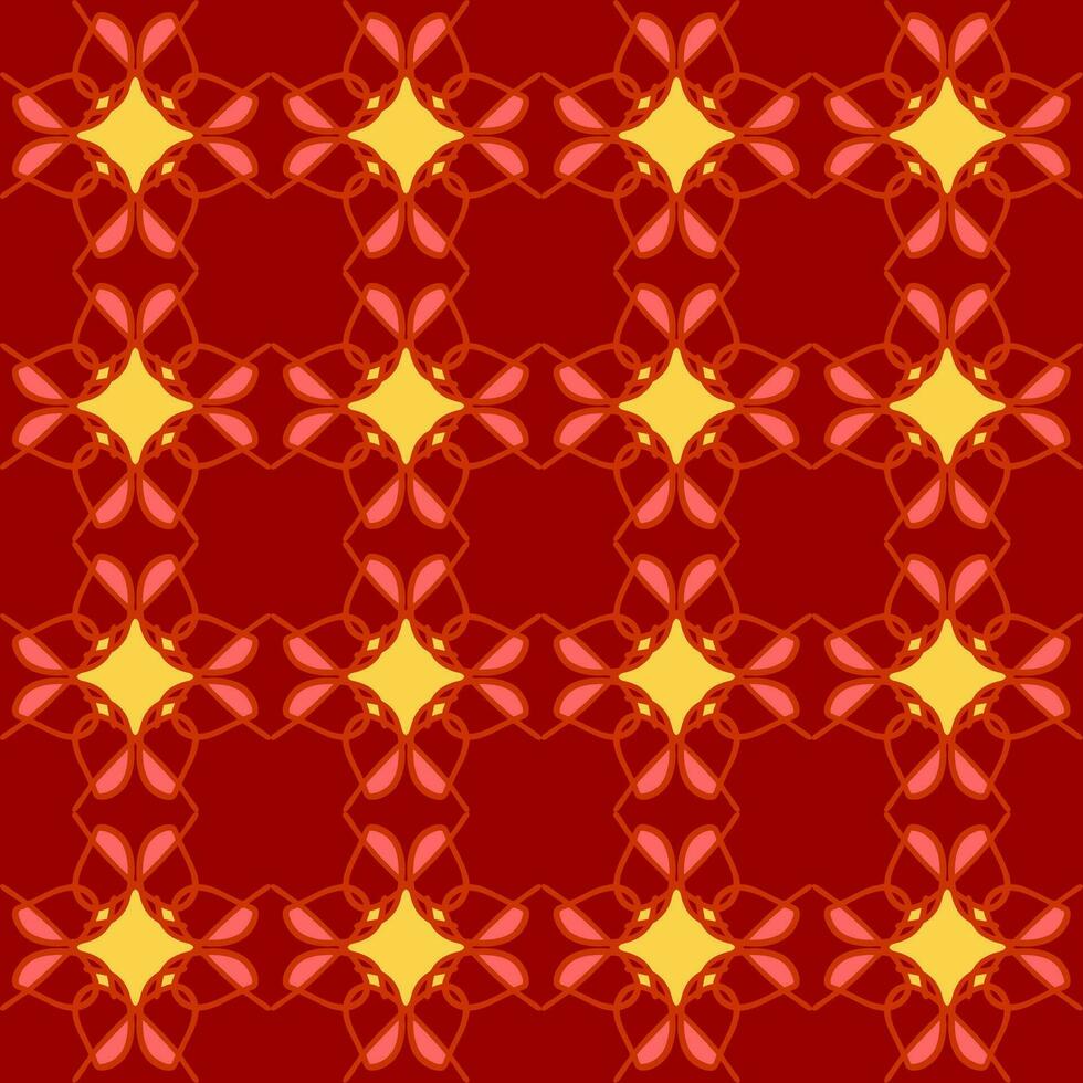 Jaune rouge mandala floral Créatif sans couture conception Contexte vecteur