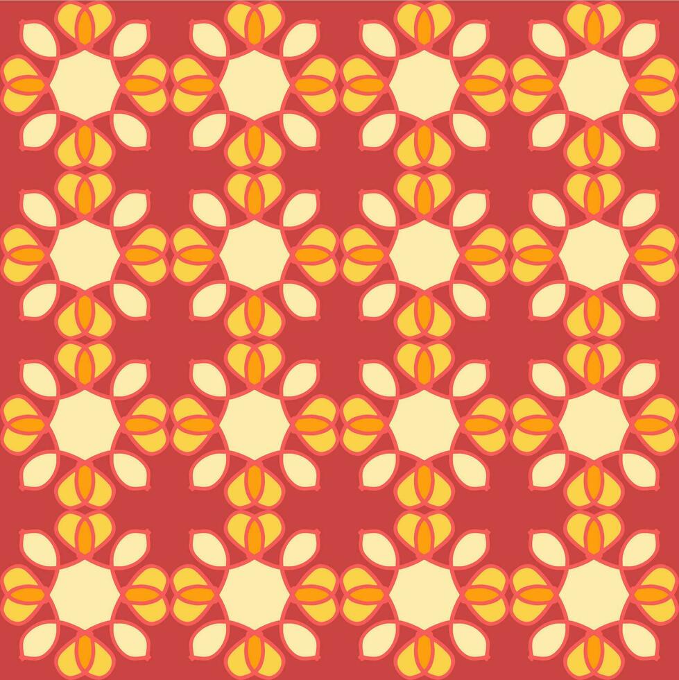 Jaune rouge mandala floral Créatif sans couture conception Contexte vecteur