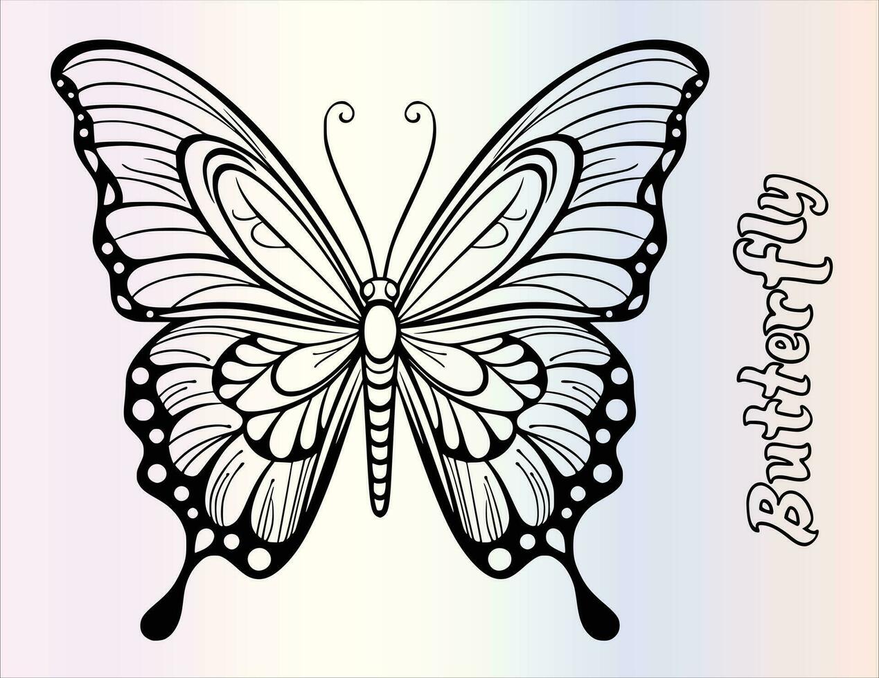 mignonne papillon coloration page dessin pour des gamins vecteur