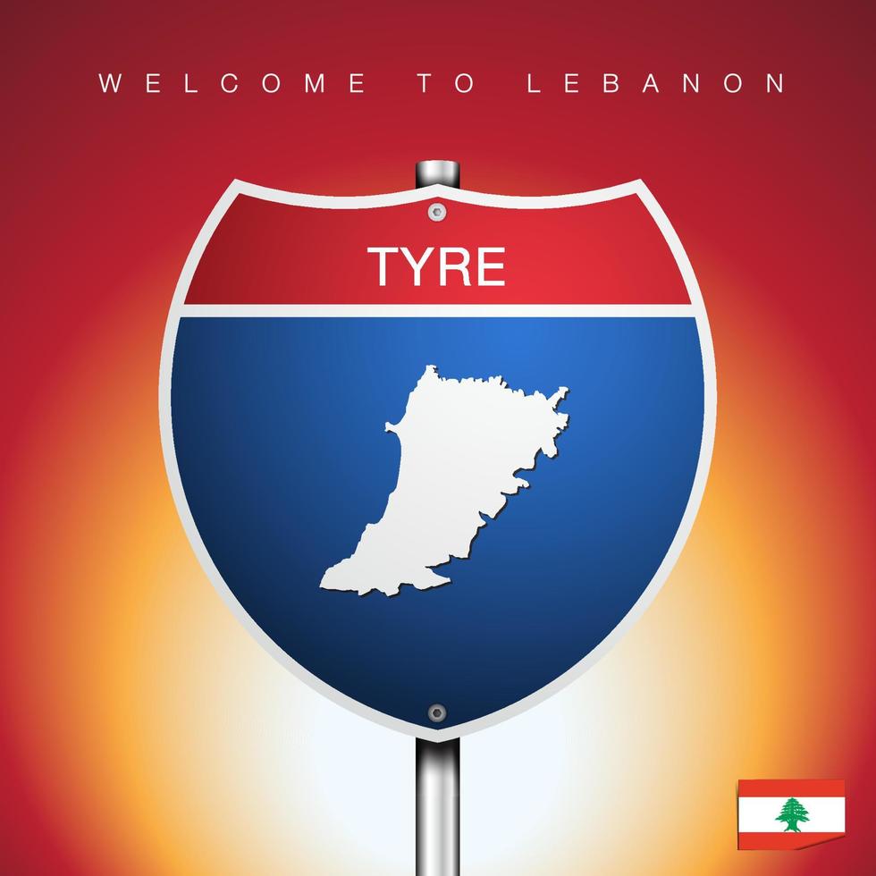 l'étiquette de la ville et la carte du liban dans le style des signes américains vecteur