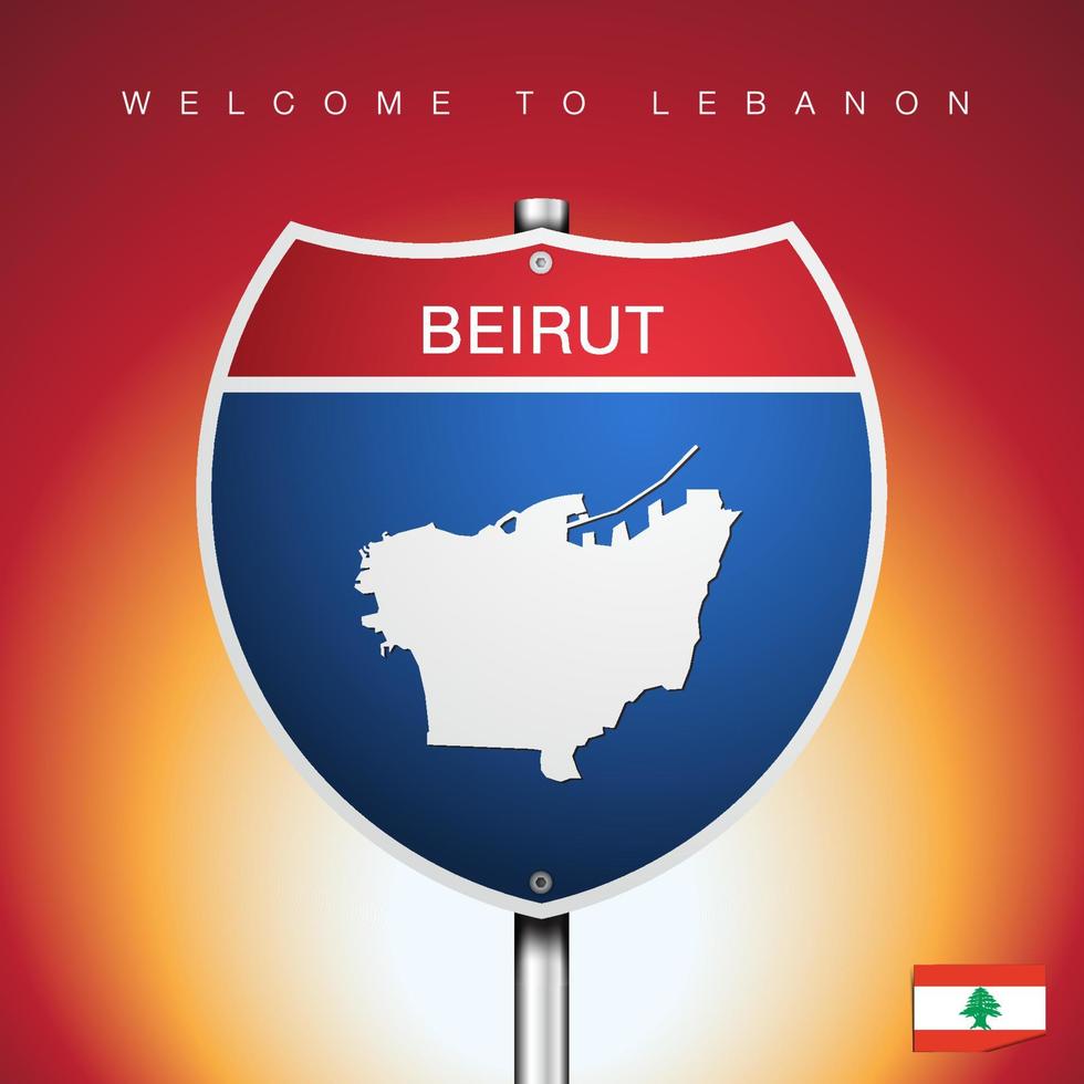 l'étiquette de la ville et la carte du liban dans le style des signes américains vecteur