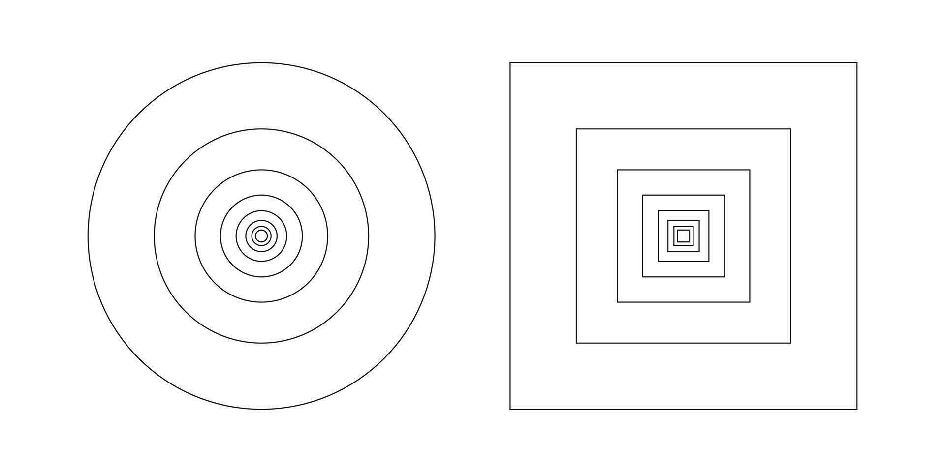 ensemble de d'or rapport modèle. cercles et carrés. méthode d'or section. fibonacci déployer, Nombres. collection de harmonie proportions formes. contour vecteur graphique illustration. eps.