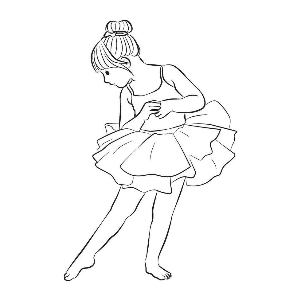 mignonne peu ballerines ballet costume est dansant pose personnage dessin animé illustration vecteur