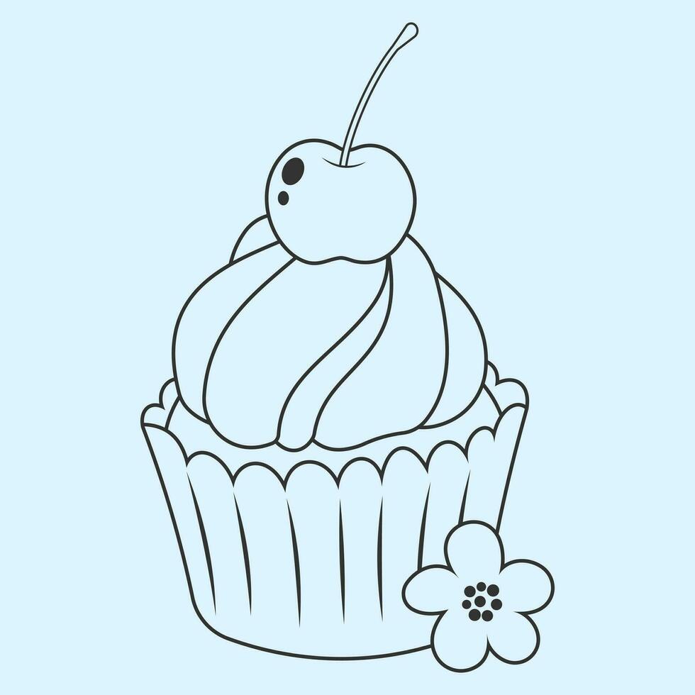 mignonne petit gâteau dessins décoration fruit vecteur