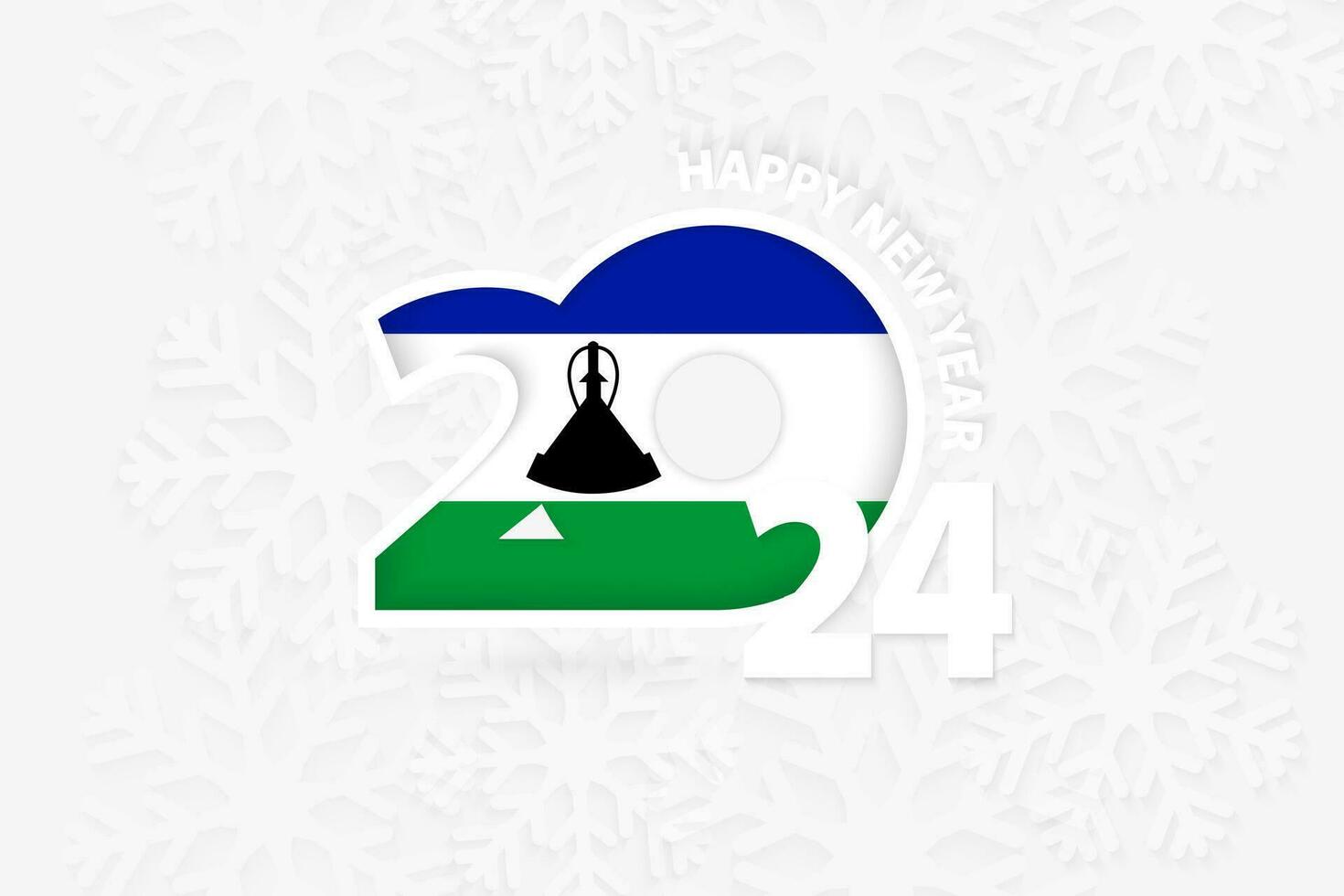 Nouveau année 2024 pour Lesotho sur flocon de neige Contexte. vecteur