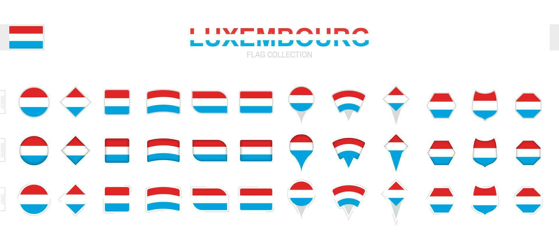 grand collection de Luxembourg drapeaux de divers formes et effets. vecteur