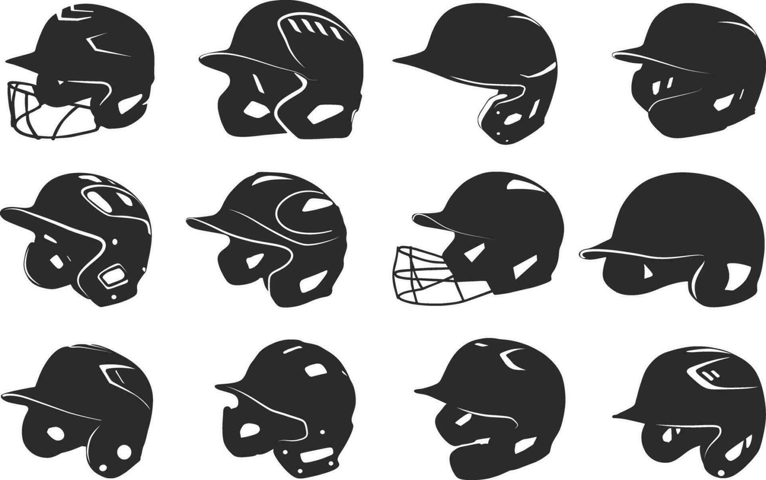 base-ball casque silhouette, balle molle casque silhouette, base-ball casque clipart, casque silhouette. vecteur