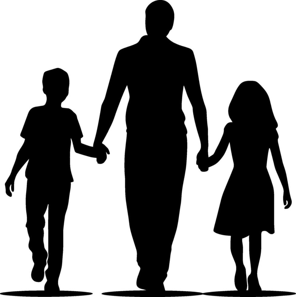 silhouette de content famille sur une blanc Contexte. vecteur illustration. ai généré illustration.