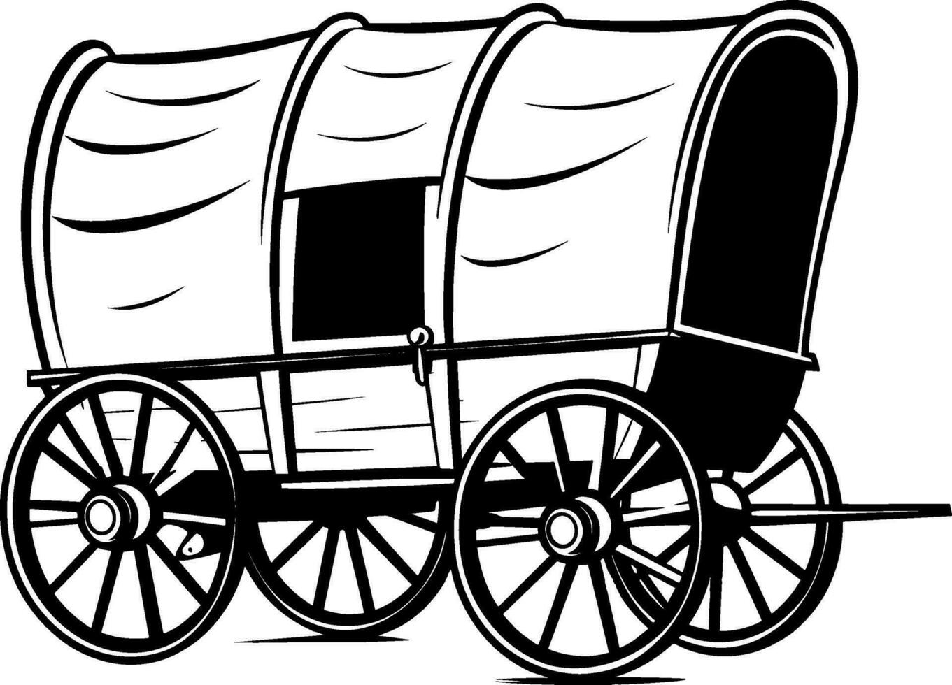 sauvage Ouest couvert wagon noir silhouette. vecteur occidental illustration isolé sur blanche. ai généré illustration.