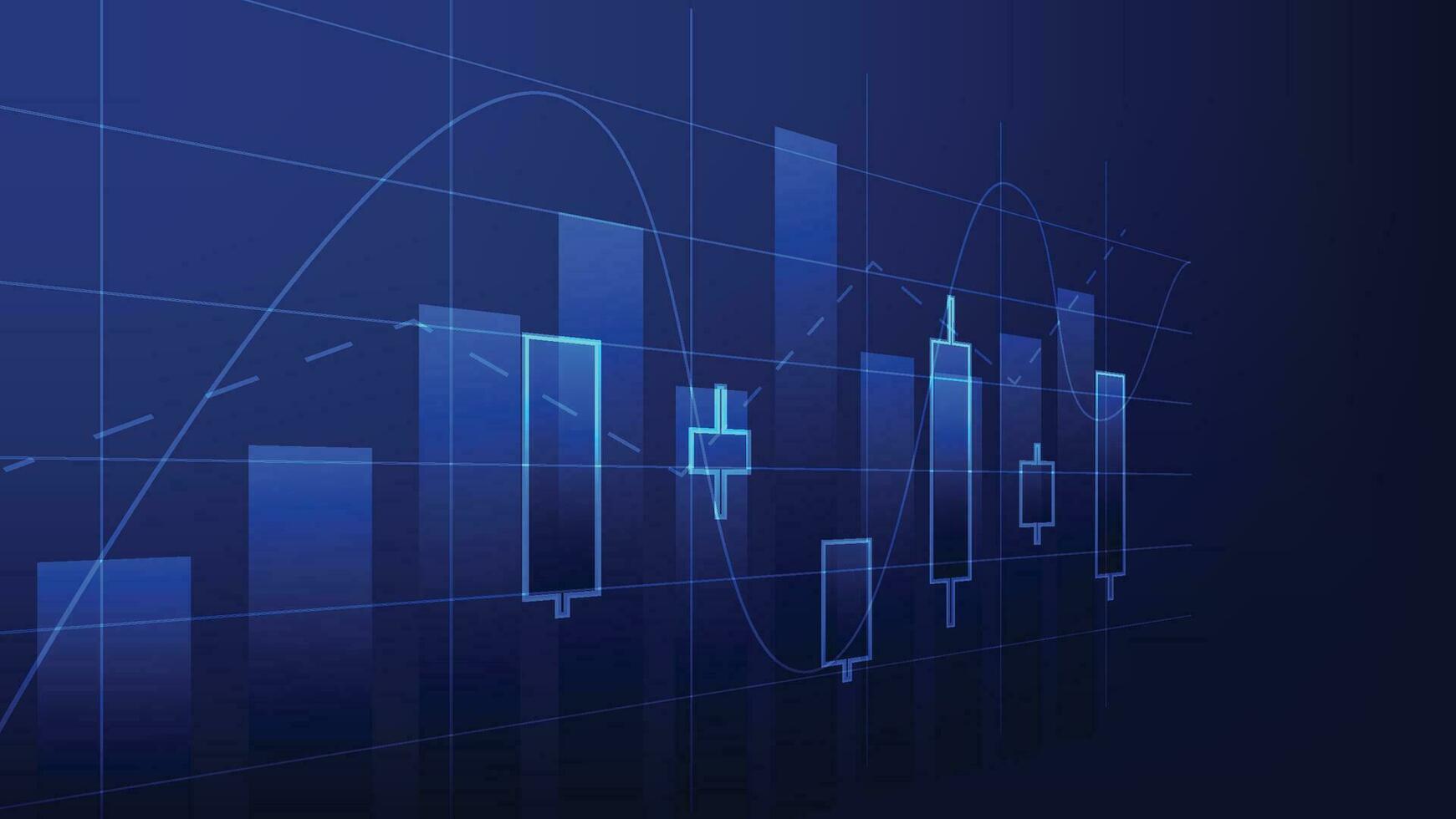 la finance Contexte avec Stock marché statistique tendance avec chandeliers et bar graphique vecteur