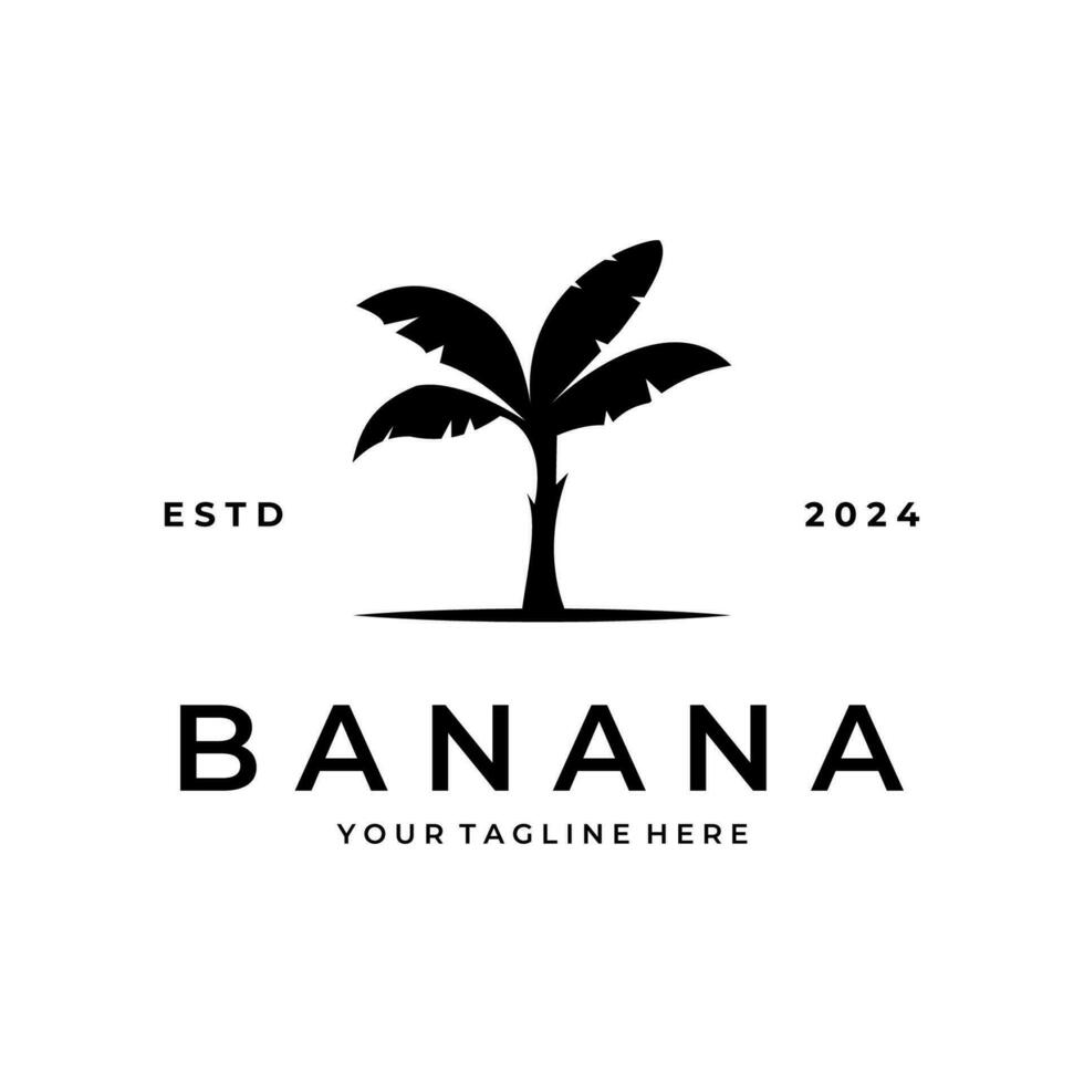 banane arbre ancien logo vecteur symbole illustration conception, banane arbre silhouette logo conception