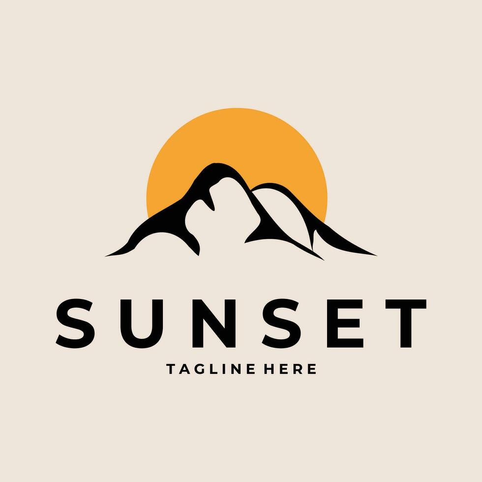 le coucher du soleil Montagne logo vecteur Facile illustration modèle icône graphique conception