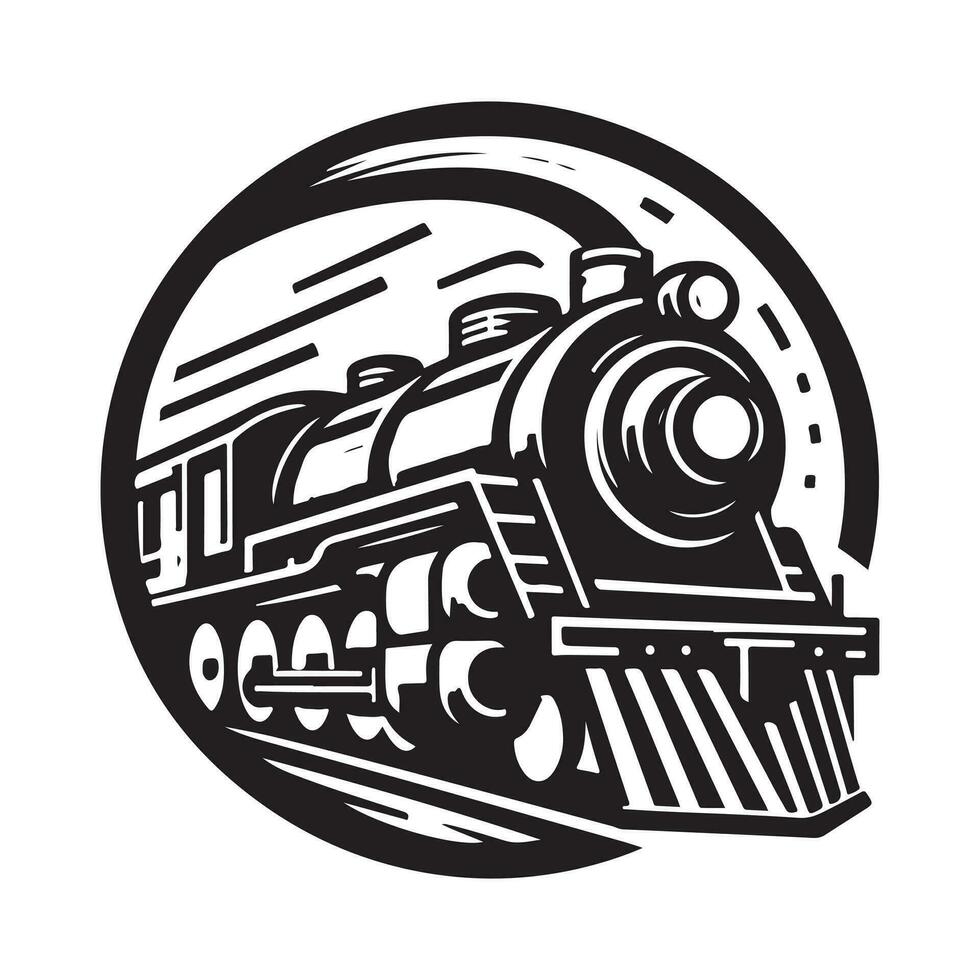 ancien main tiré illustration de vieux vapeur train logo conception vecteur