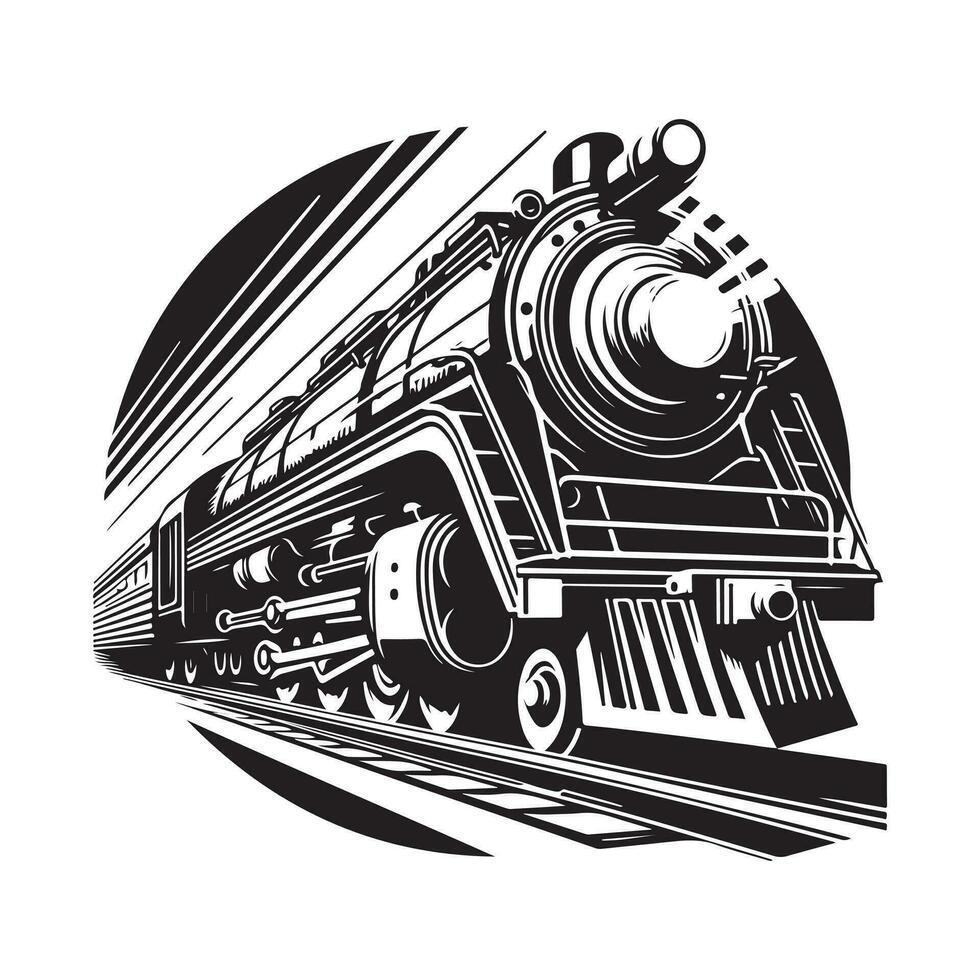 ancien main tiré illustration de vieux vapeur train logo conception vecteur