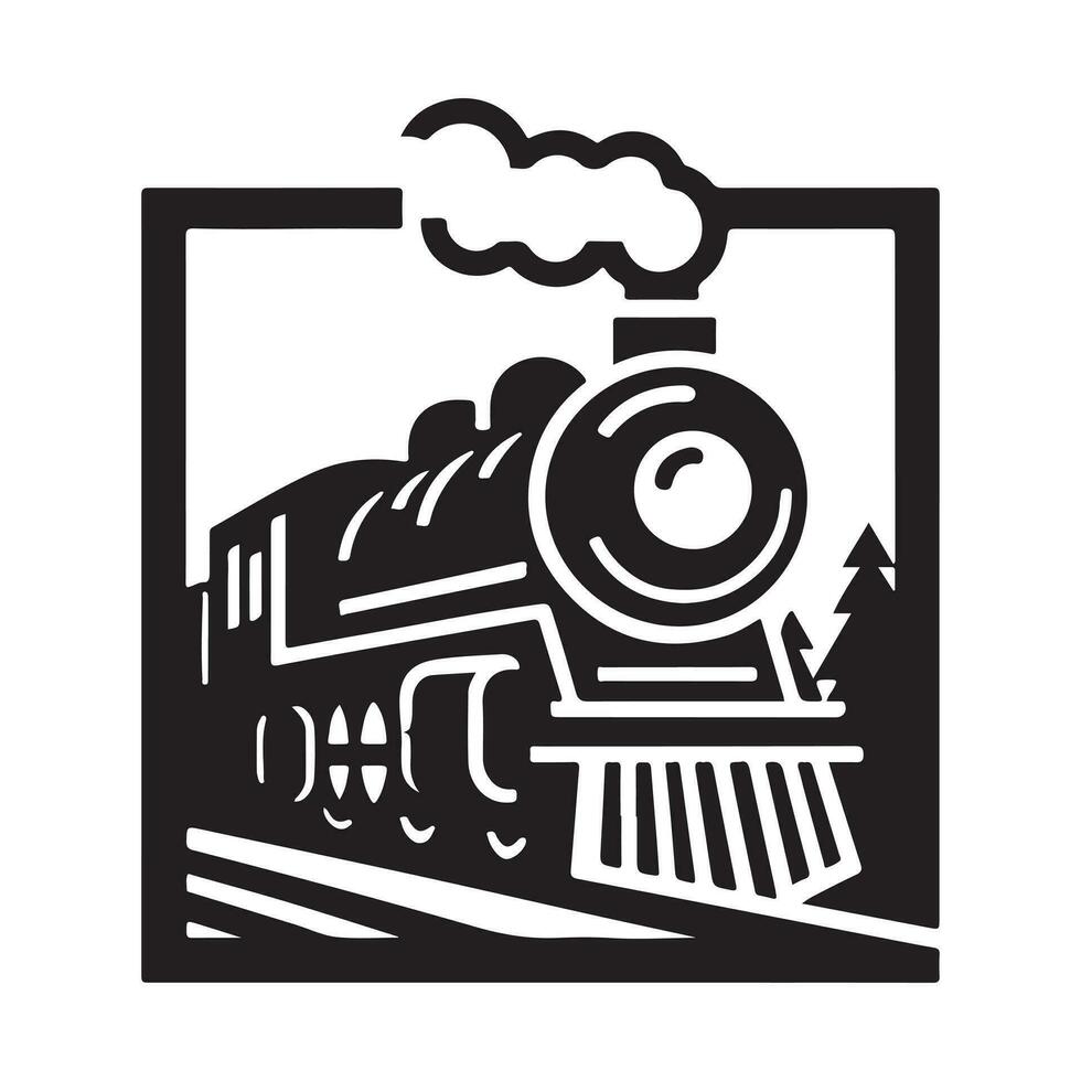 ancien main tiré illustration de vieux vapeur train logo conception vecteur