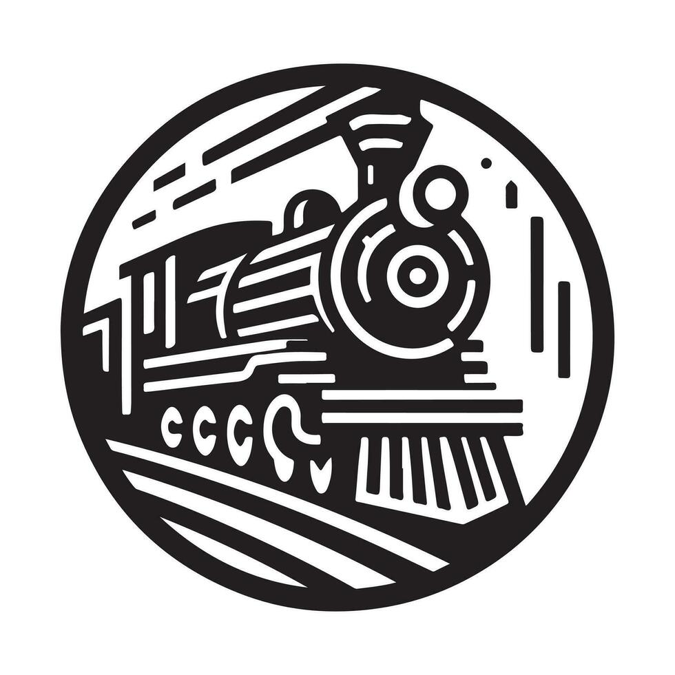 ancien main tiré illustration de vieux vapeur train logo conception vecteur