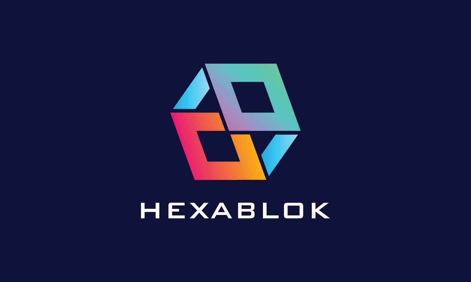 boîte pack hexagone logo vecteur Couleur concept emblème symbole industrie entreprise sécurise style la coopération affaires solide équipe