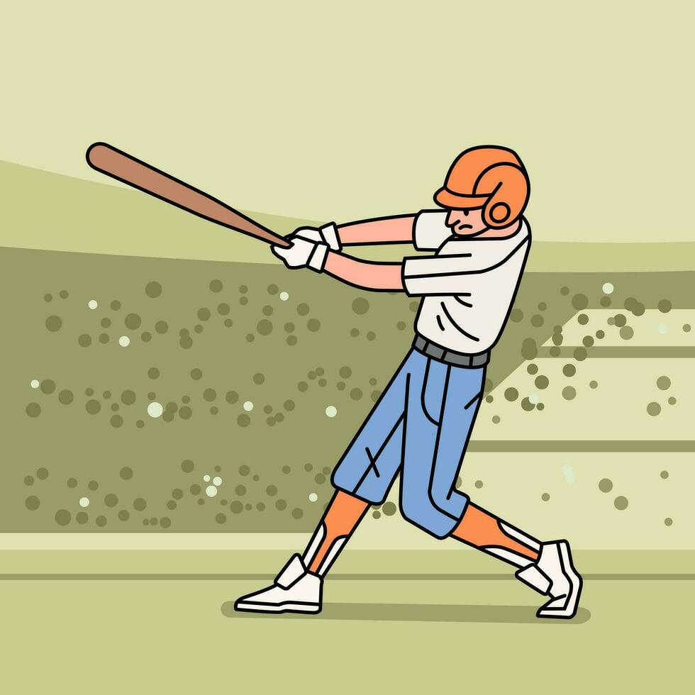 base-ball personnage joueurs action athlète sur le stade ligne style illustration vecteur