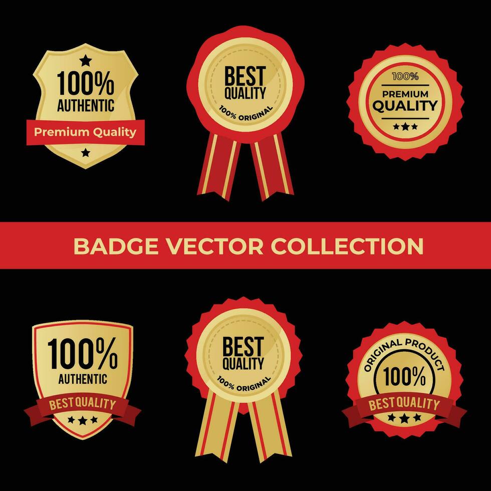 meilleur qualité badge illustration ensemble dans or et rouge vecteur