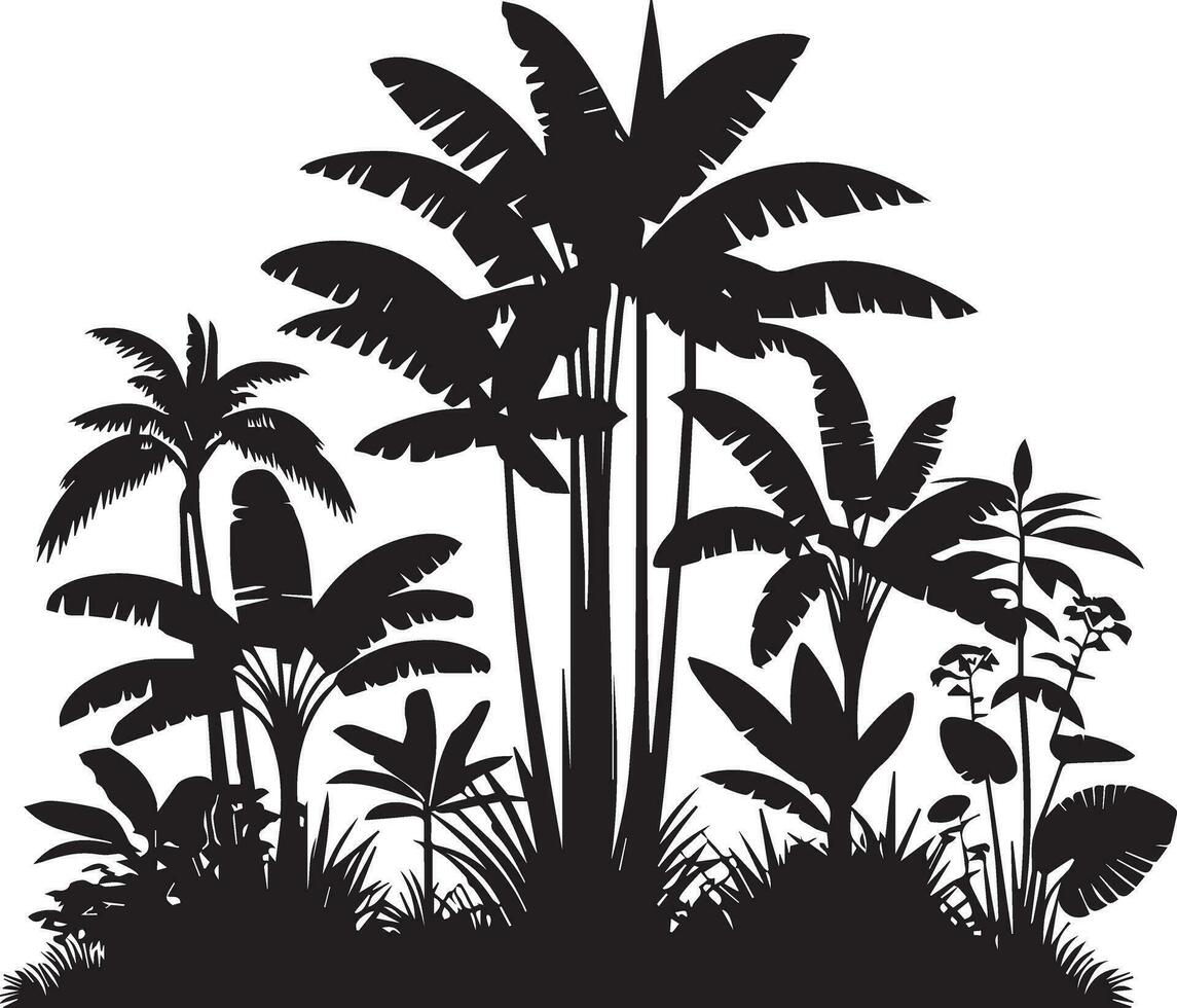 jungle plante vecteur silhouette noir Couleur