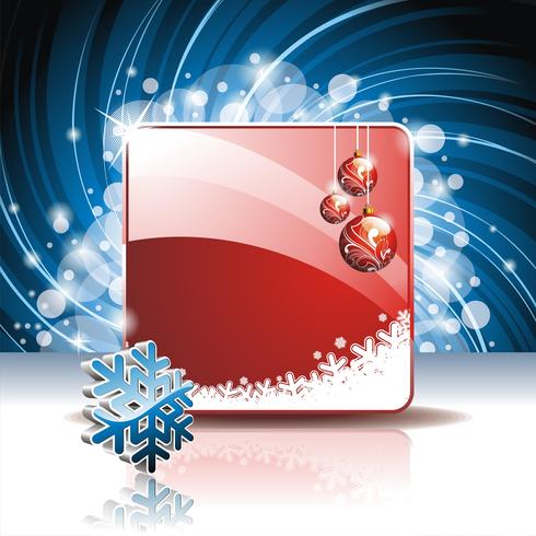 Vector illustration de Noël avec flocon de neige 3d sur fond rouge