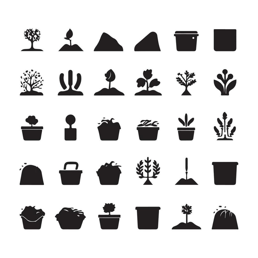 une noir silhouette compost symbole ensemble vecteur