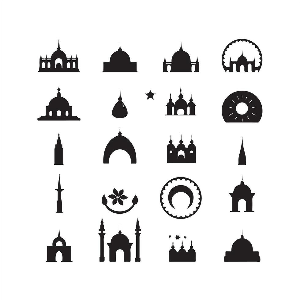 une noir silhouette Islam symbole ensemble vecteur
