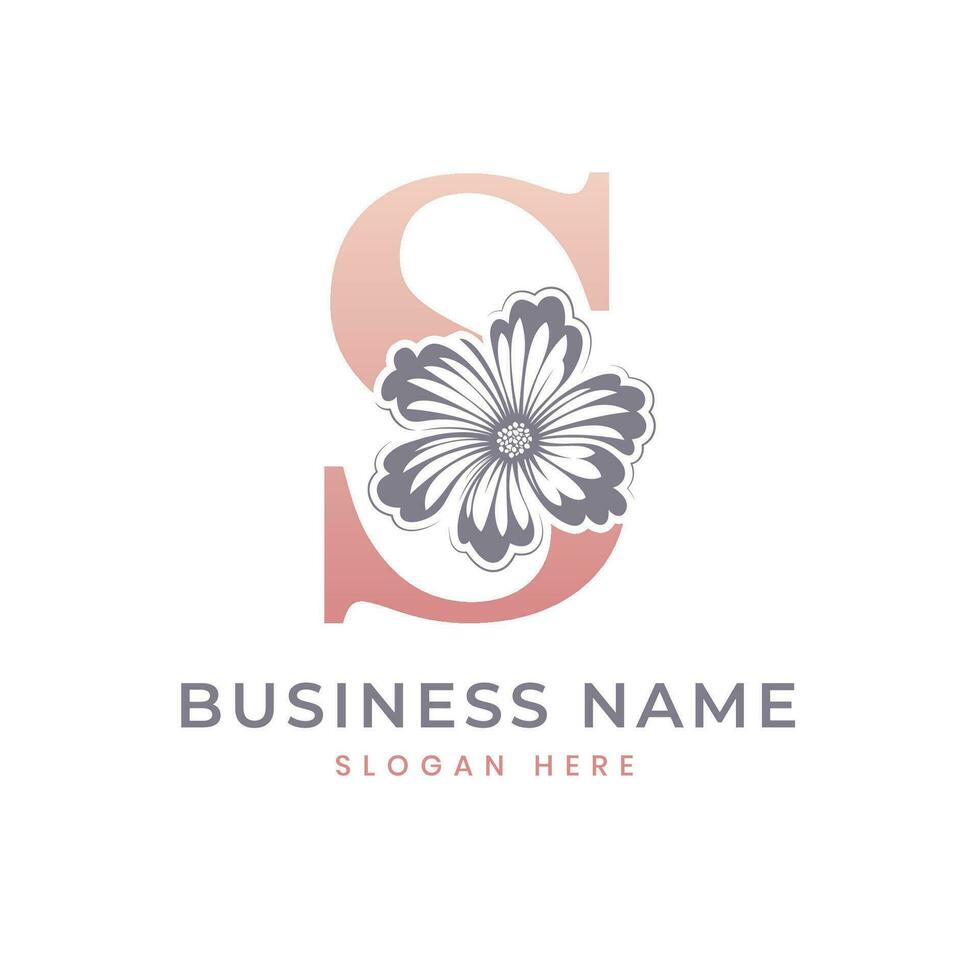 s lettre logo avec fleur. floral s logo féminin luxe logo conception vecteur