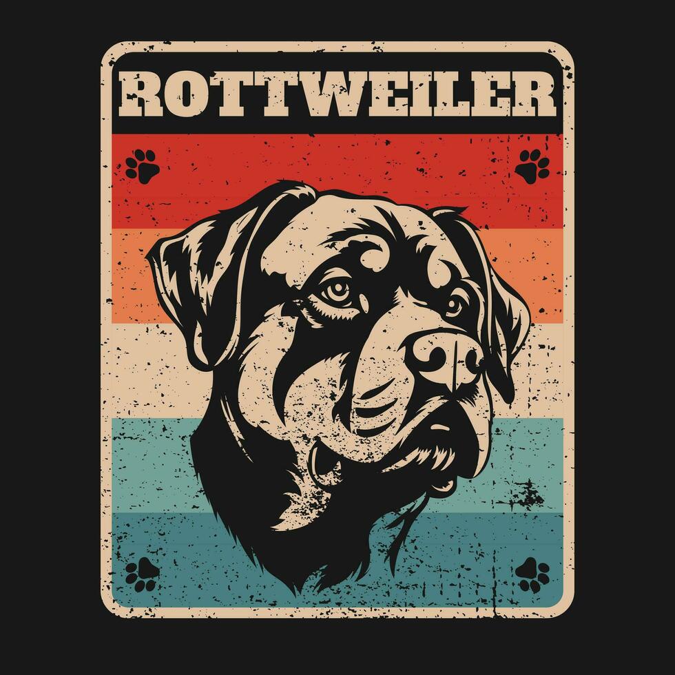 rottweiler chien rétro ancien T-shirt conception vecteur