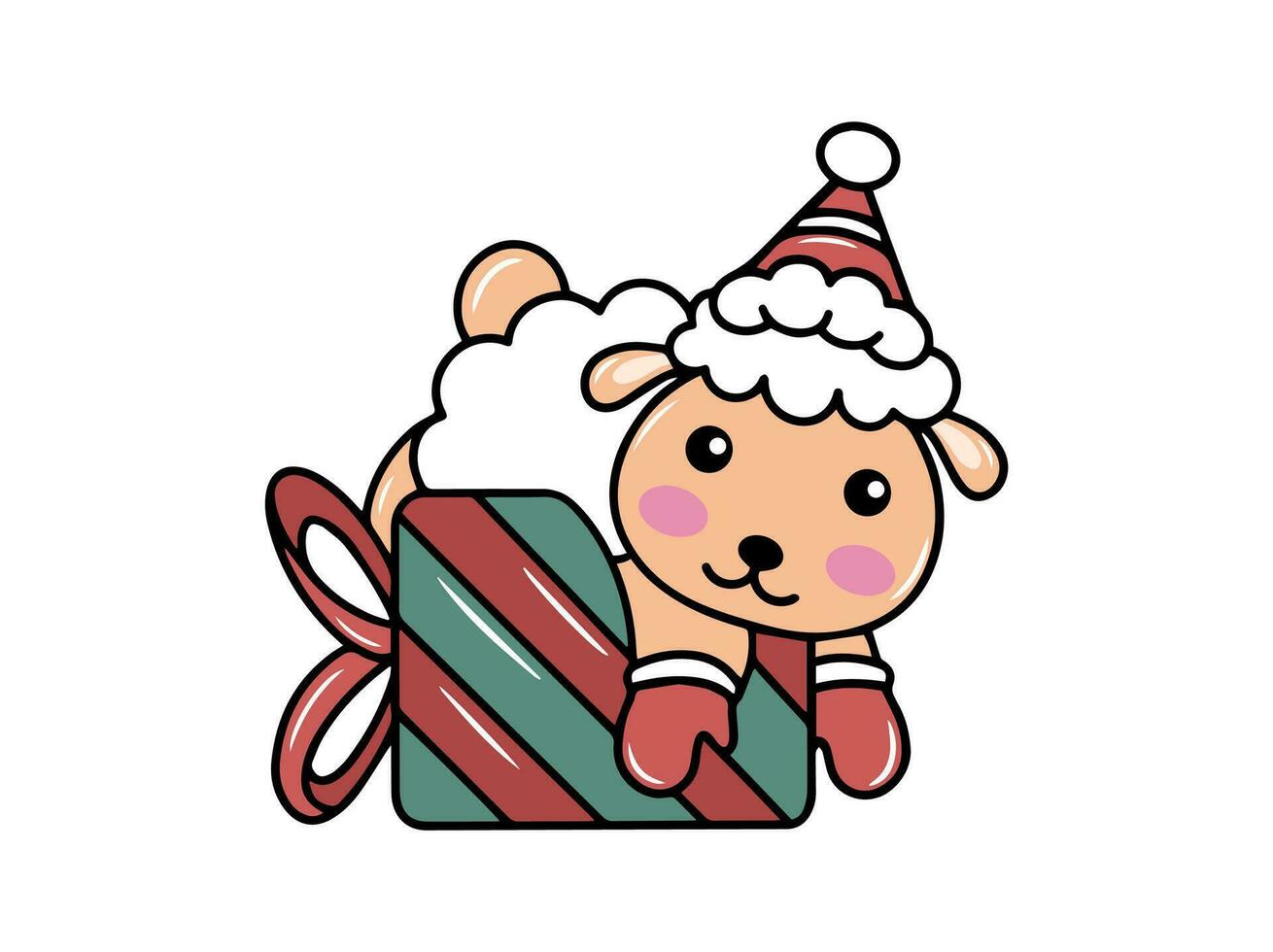 mouton avec Père Noël chapeau Noël illustration vecteur