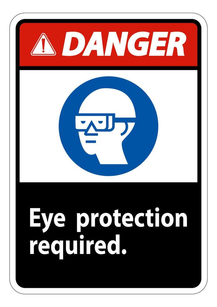 Panneau de danger protection des yeux symbole requis isoler sur fond blanc vecteur