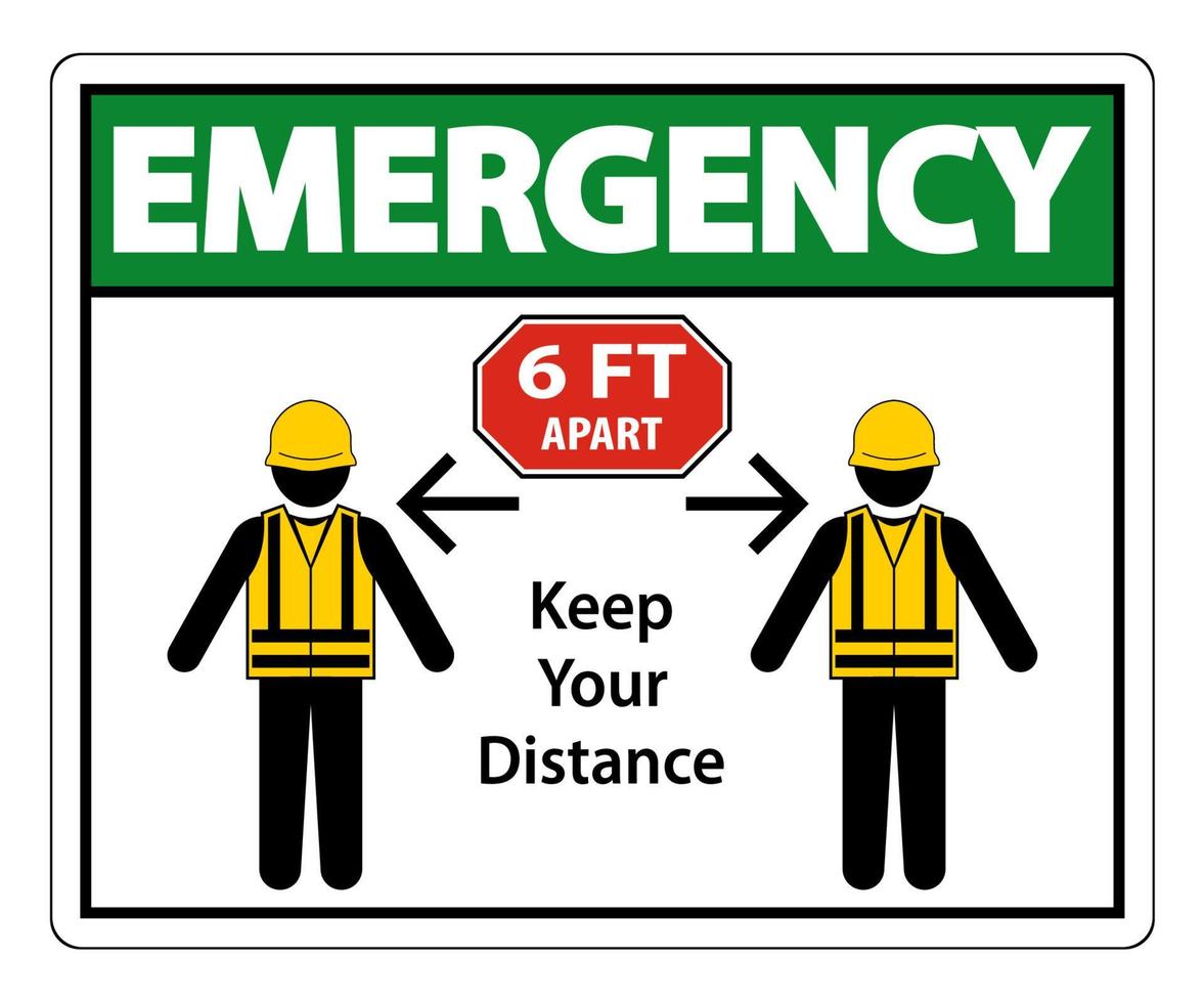 Isoler le signe de construction de distanciation sociale d'urgence sur fond blanc, illustration vectorielle eps.10 vecteur