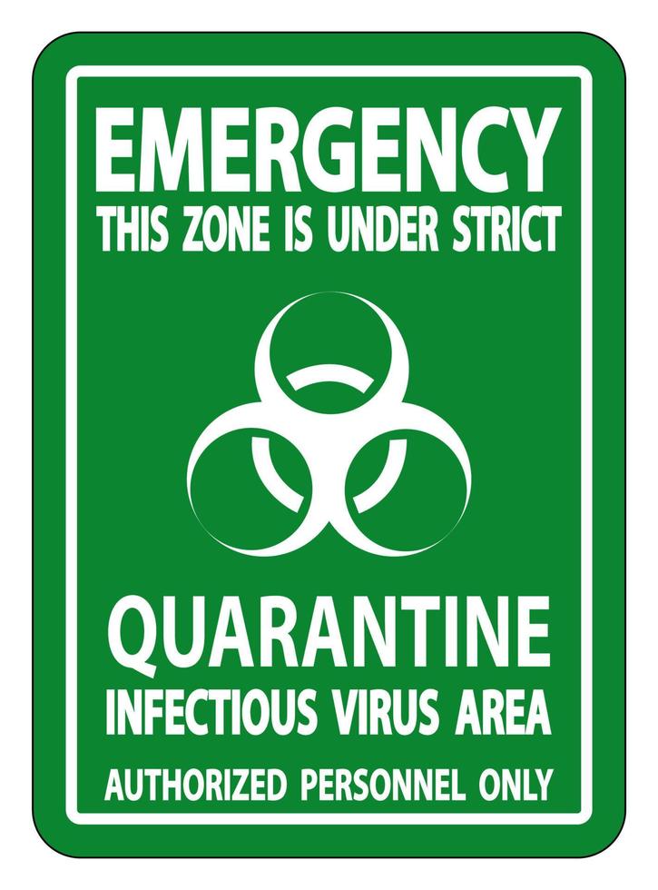 Signe de zone de virus infectieux de quarantaine d'urgence isoler sur fond blanc, illustration vectorielle eps.10 vecteur