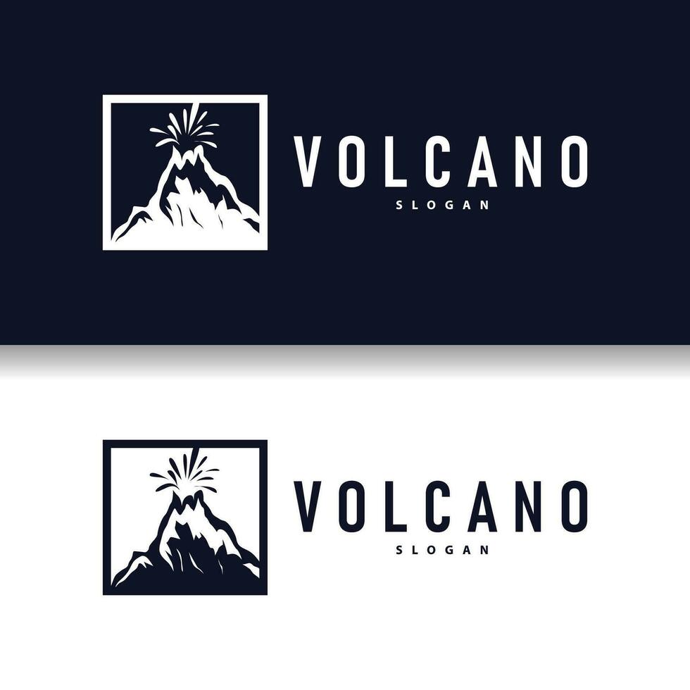 volcan logo illustration silhouette conception volcan Montagne éclater avec Facile rochers et lave vecteur