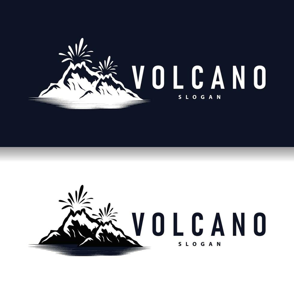 volcan logo illustration silhouette conception volcan Montagne éclater avec Facile rochers et lave vecteur