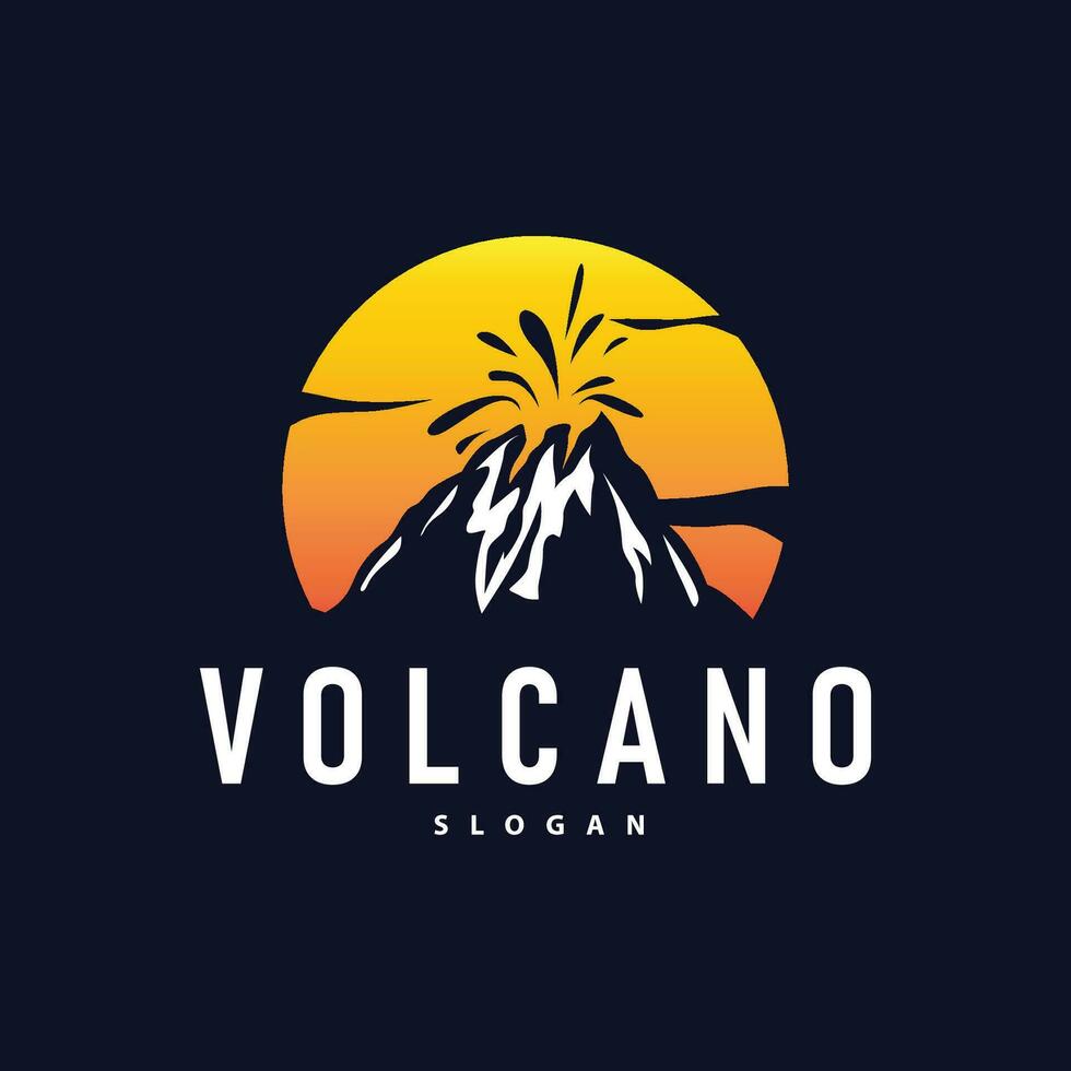 volcan logo illustration silhouette conception volcan Montagne éclater avec Facile rochers et lave vecteur