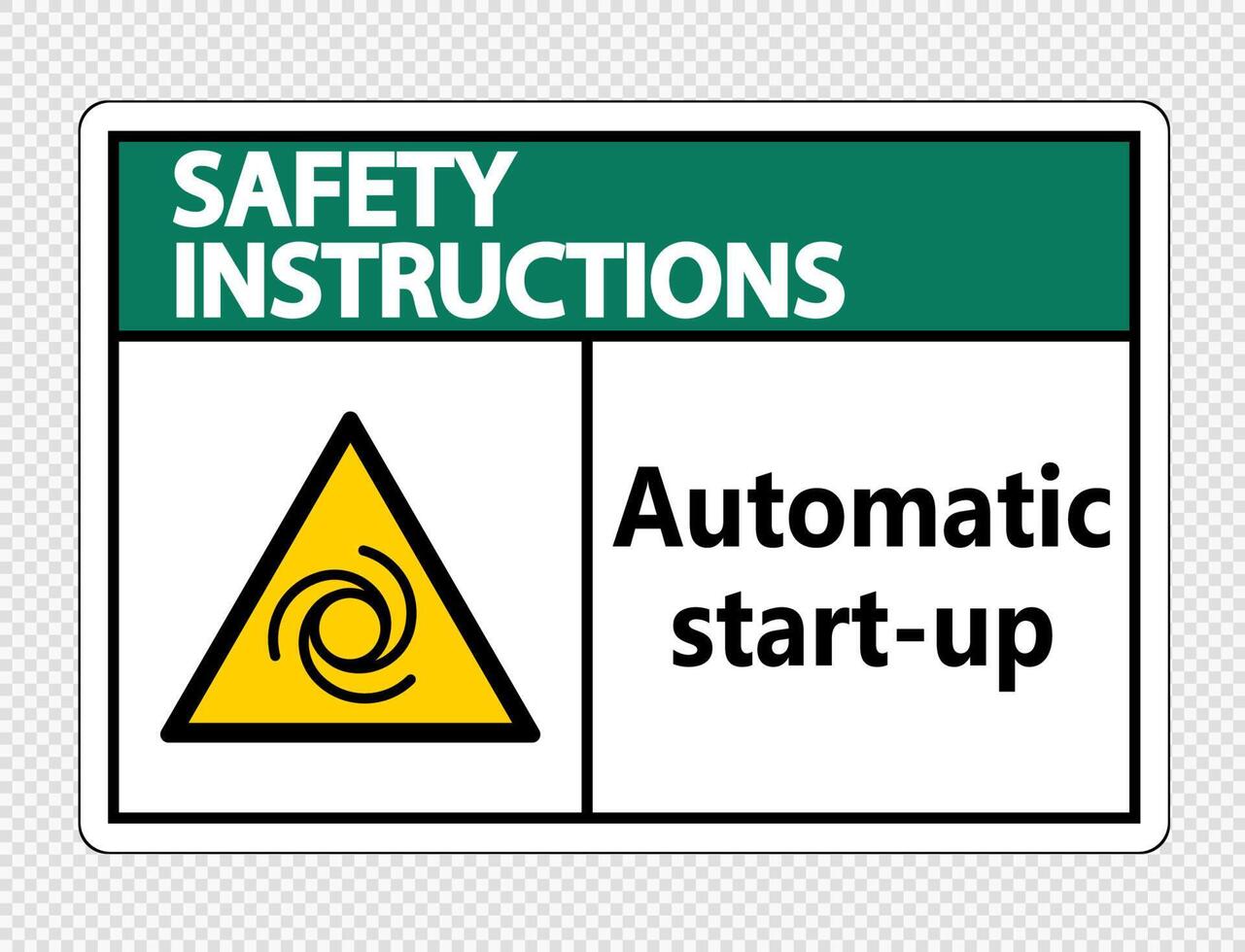 consignes de sécurité signe de démarrage automatique sur fond transparent vecteur