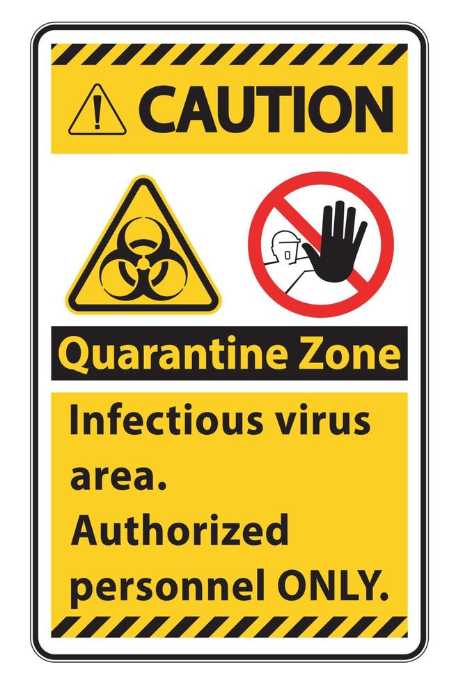 Attention, zone de virus infectieux de quarantaine signe sur fond blanc vecteur