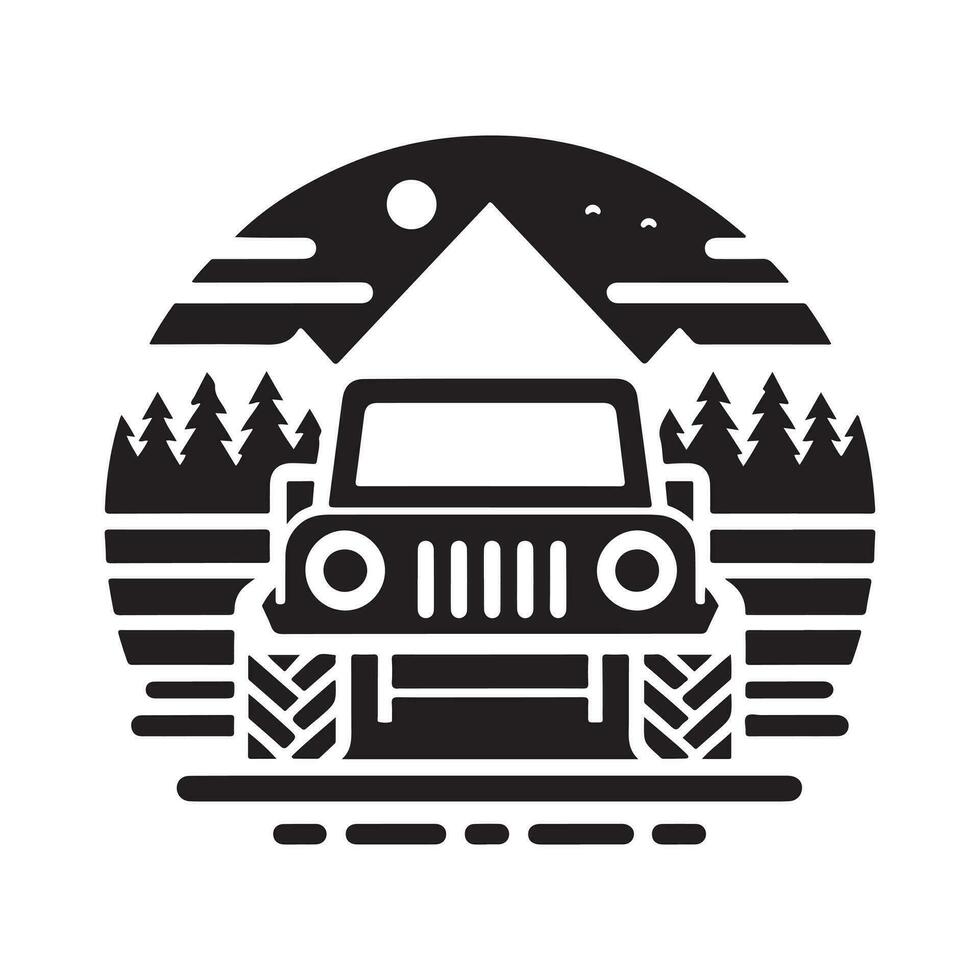 géométrique monochrome illustration logo de hors route voiture vecteur