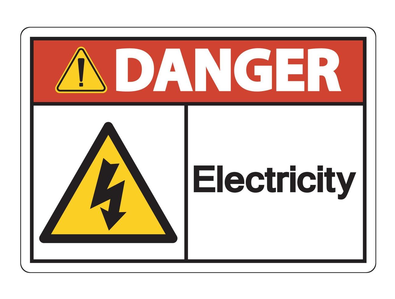 Signe de symbole de danger électricité sur fond blanc vecteur