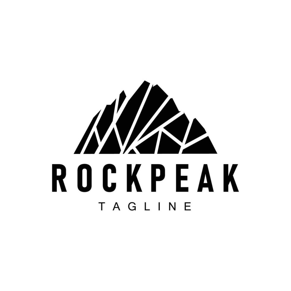 Facile Montagne de pointe logo ligne Roche illustration paysage conception vecteur