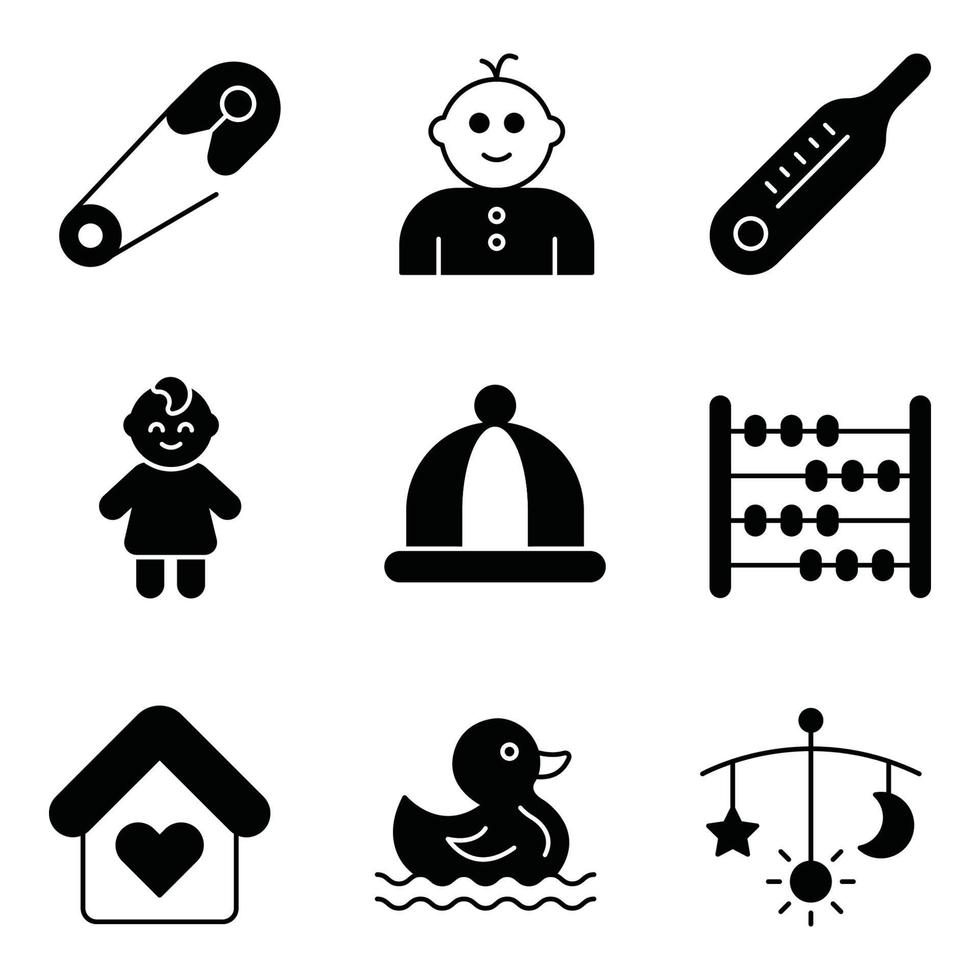 ensembles d'icônes de glyphes de bébés vecteur