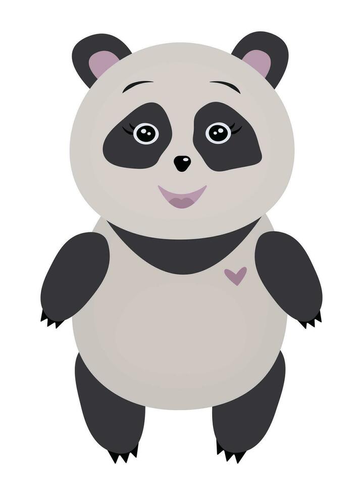 content mignonne Panda, vecteur Couleur illustration dans gris et rose nuances