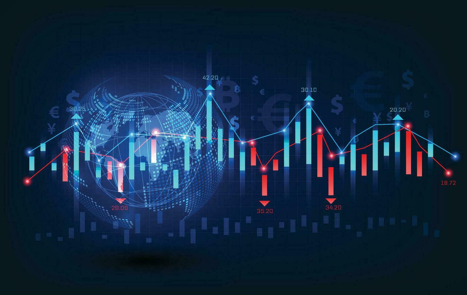 boursier ou graphique de trading forex dans le concept graphique adapté à l'investissement financier ou à l'idée d'entreprise de tendances économiques et à toute la conception d'œuvres d'art. vecteur