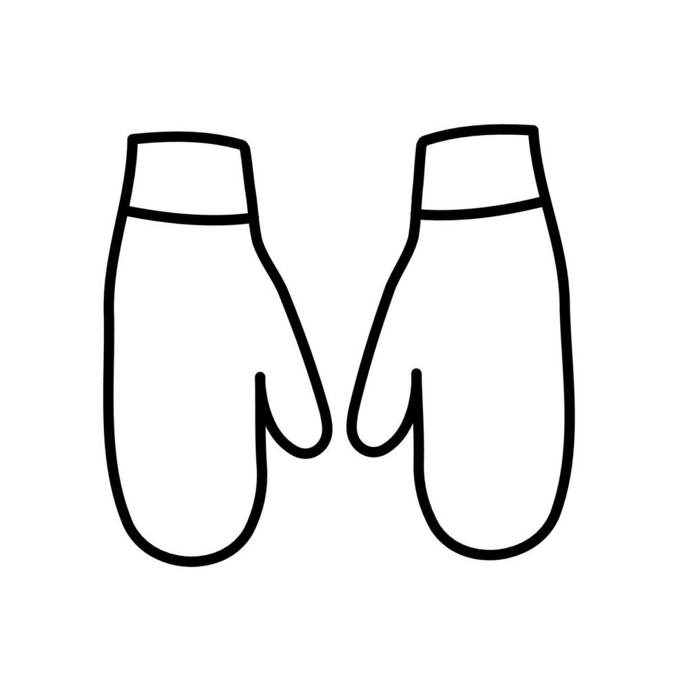 tricoté Mitaines isolé contour icône. vecteur illustration. noir contour sur blanc Contexte.