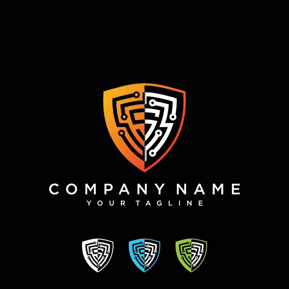 technologie de logo de sécurité pour votre entreprise, logo de bouclier pour les données de sécurité vecteur