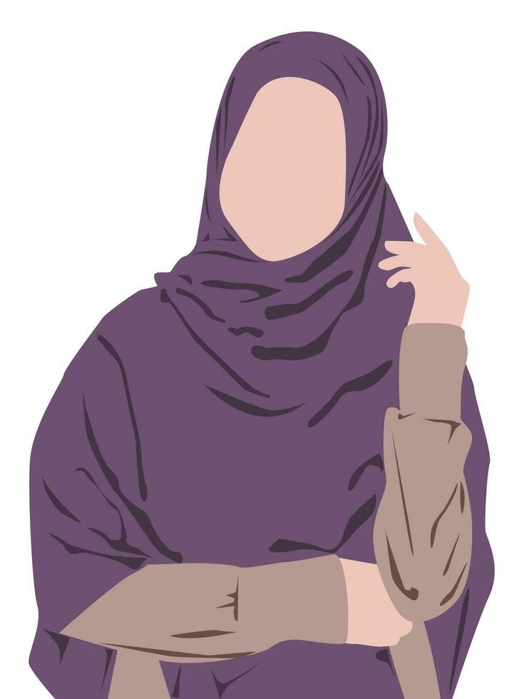 plat illustration de musulman femme porte hijab vecteur