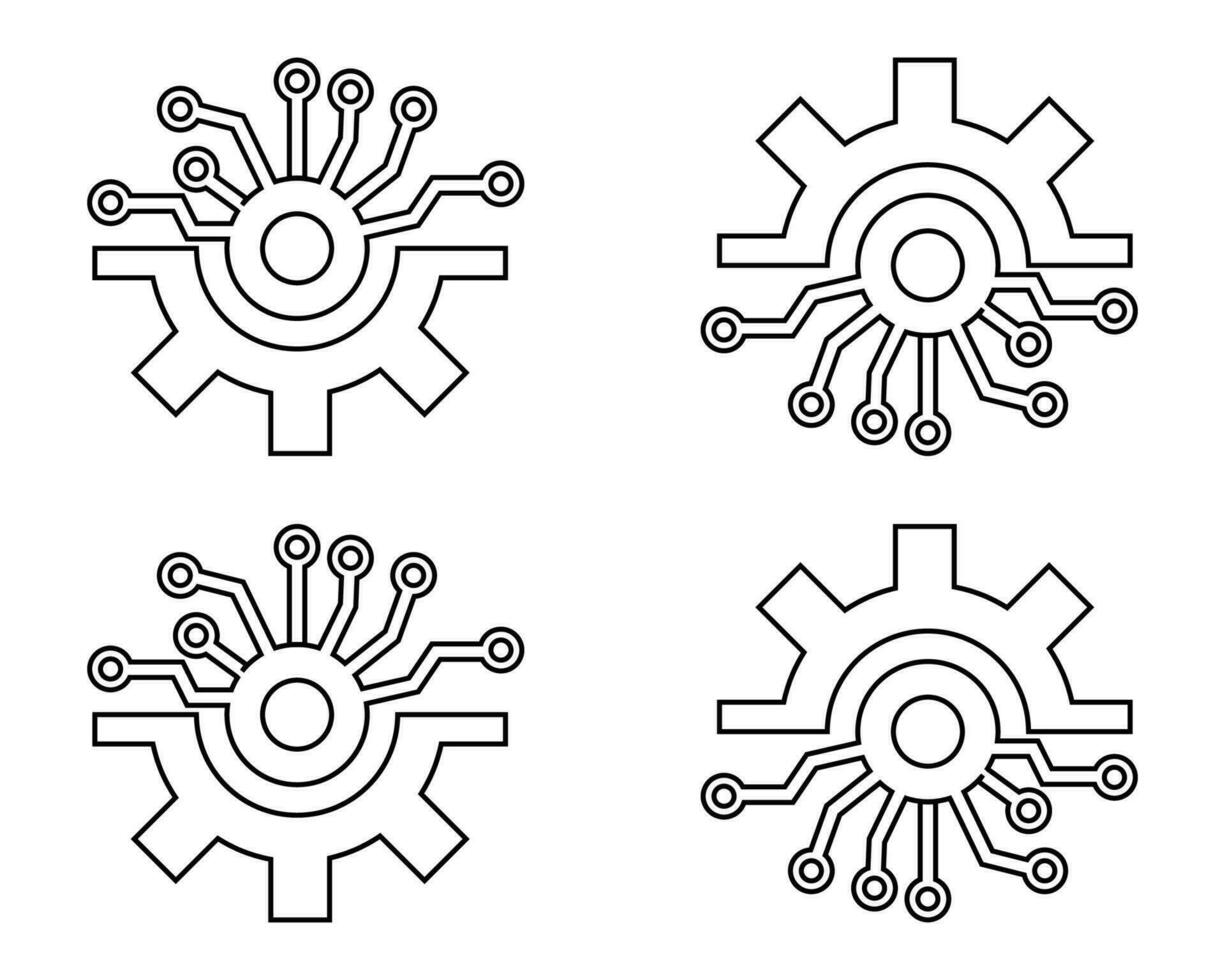 circuit planche avec équipement symbole, roue dentée ingénierie La technologie concept vecteur. vecteur