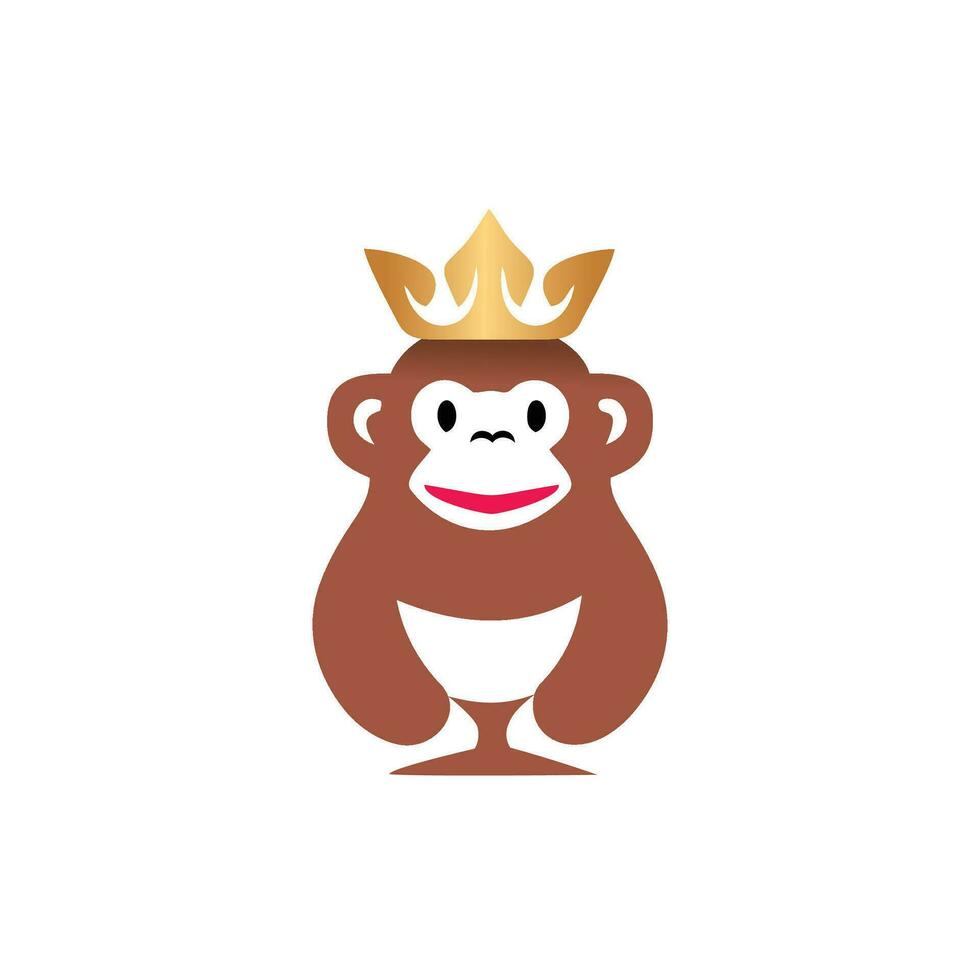 singe Roi logo conception, illustration de une singe portant une couronne vecteur