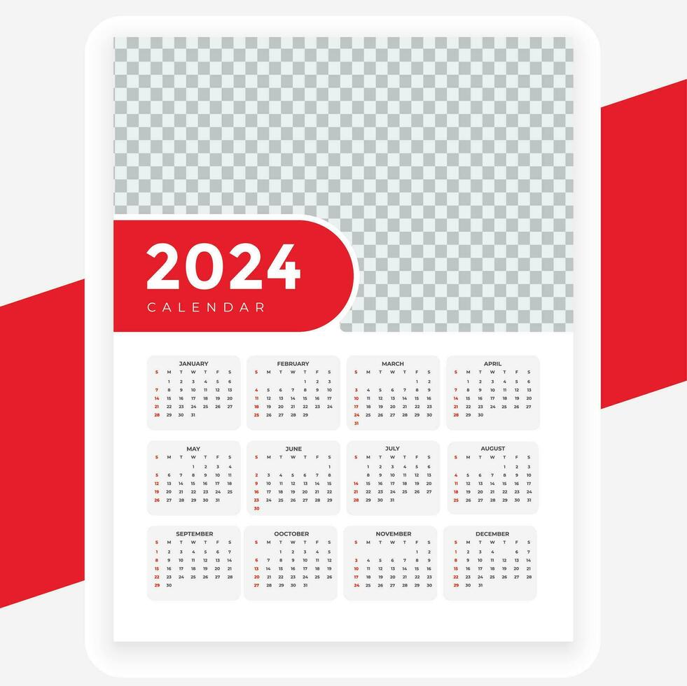 vecteur Nouveau année 2024 rouge calendrier conception